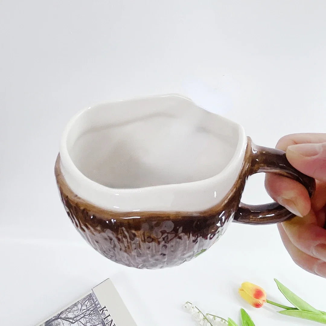 Korean Retro Hand Pinched Ceramic Coffee Cup - 250ml