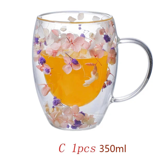 Christmas Double Wall Glass Mug - Heat Resistant Coffee Cup 250/350ml