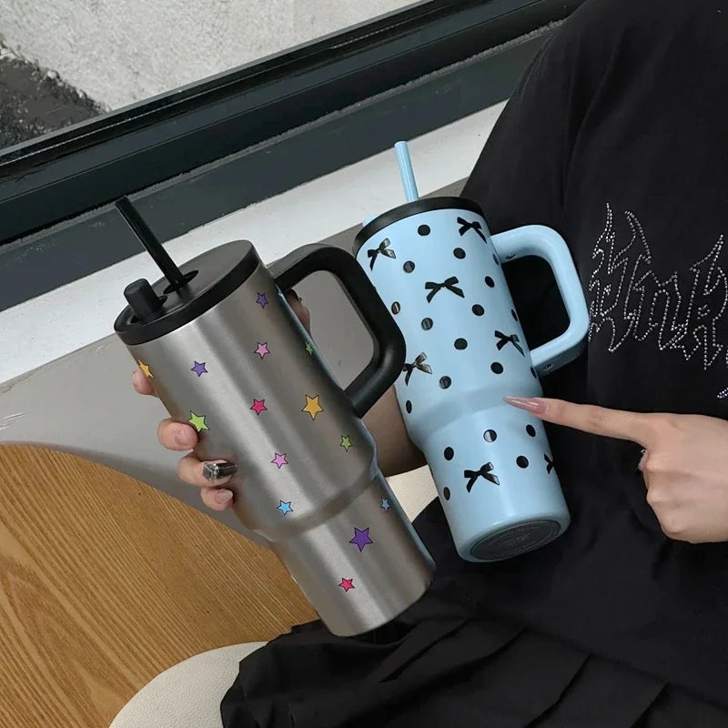 316 Stainless Steel Thermos Cup - Stylish Women's Portable Straw Tumbler