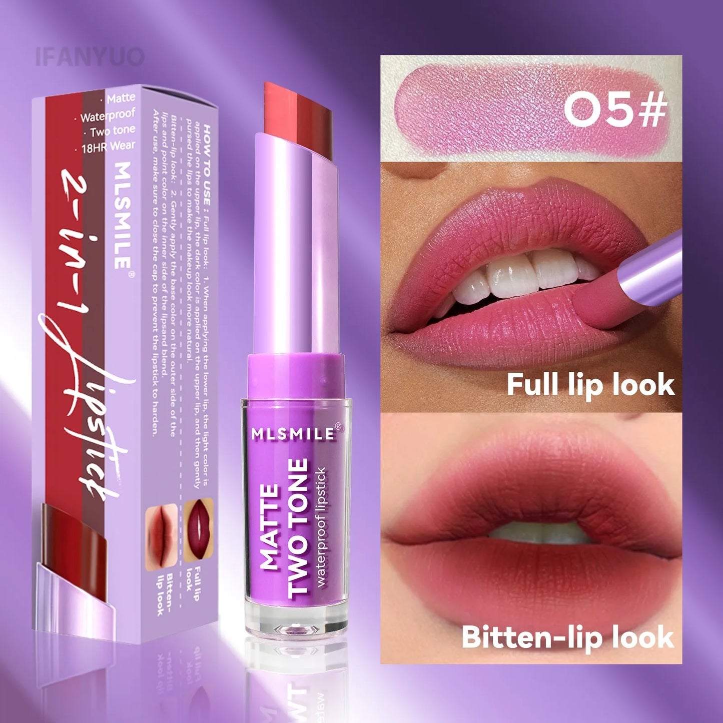 Rose Pink Gradient Lipstick - Waterproof Matte Collection