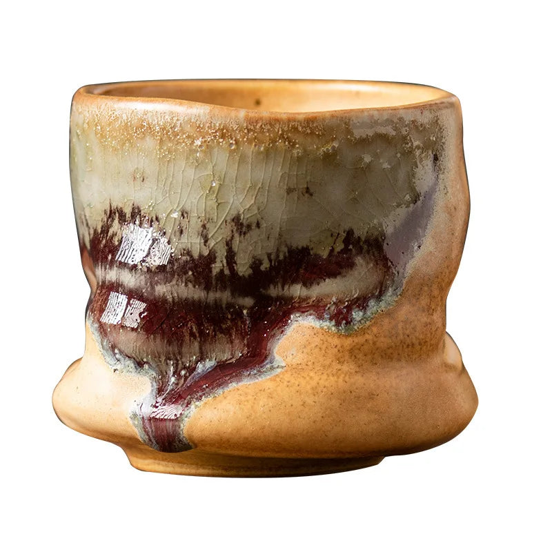 Coarse pottery change coffee cup different line creative hand pinch high appearance level ceramic cup retro household water cup