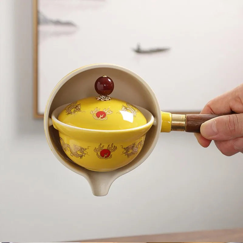 Automatic Rotating Ceramic Teapot - Kung Fu Tea Set