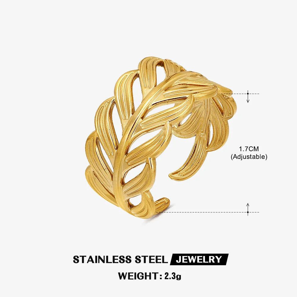 Stainless Steel Wide Geometric Ring - Punk Style Wedding Band