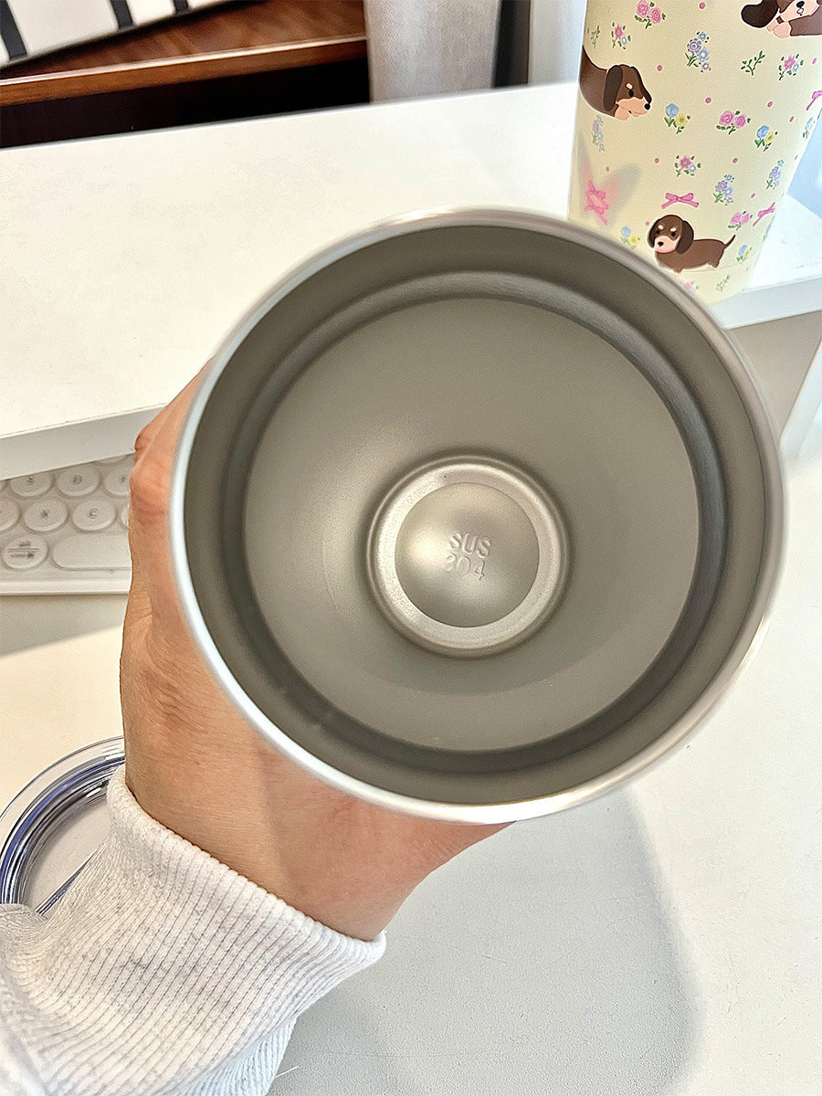 Cute Cartoon Floral Stainless Steel Water Cup