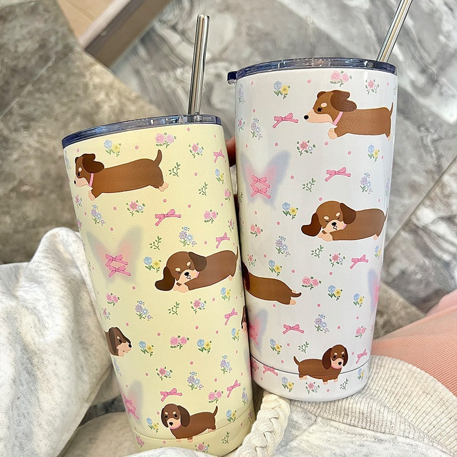 Cute Cartoon Floral Stainless Steel Water Cup