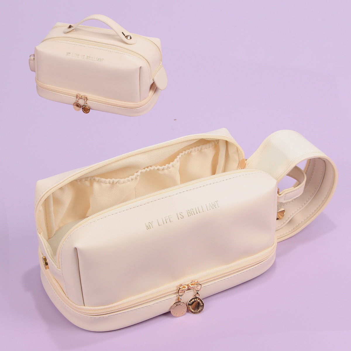 PU Leather Women's Cosmetic Bag Large Capacity Ins High Sense