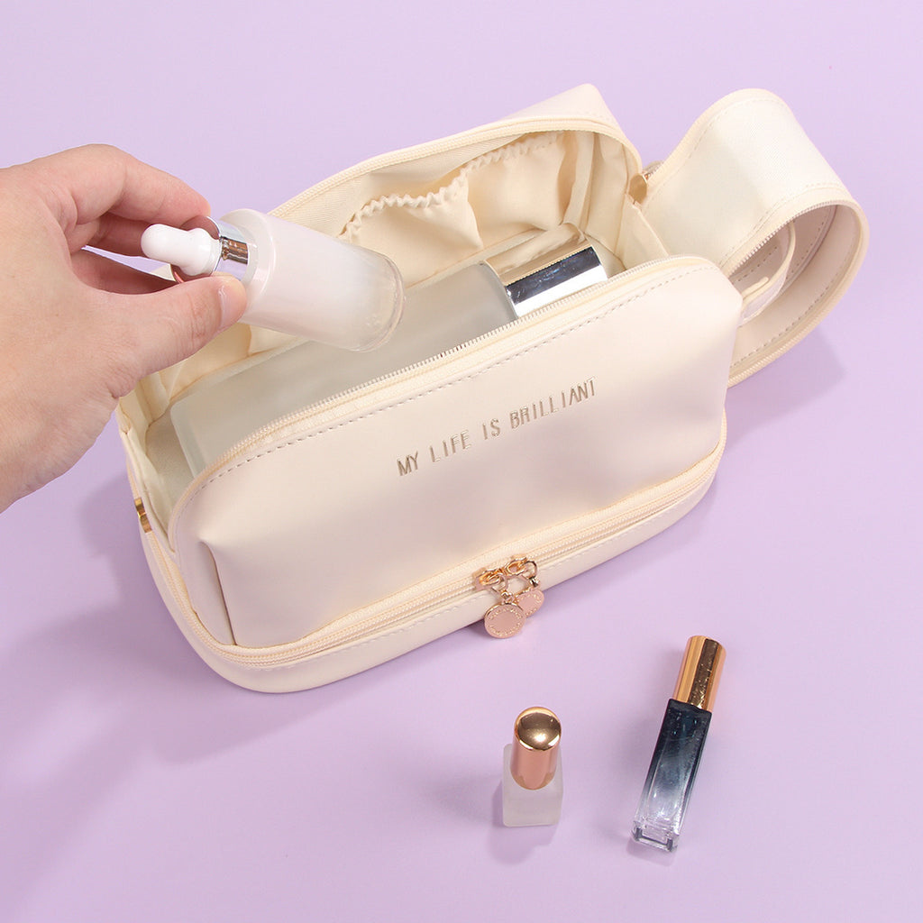 PU Leather Women's Cosmetic Bag Large Capacity Ins High Sense